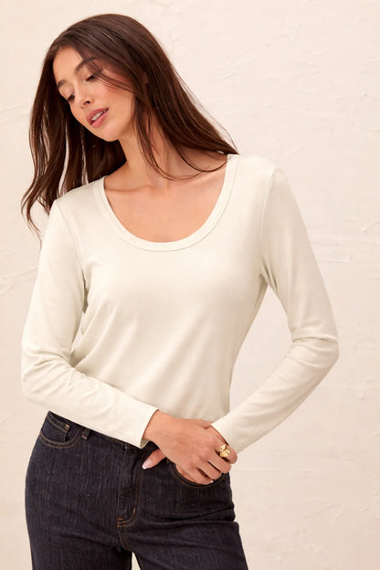 Soft French Terry Scoop Neck Long Sleeve Top. Style TR5895O-2422