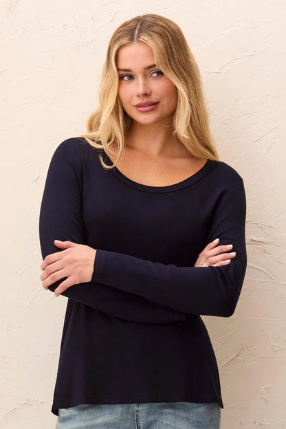 Soft French Terry Scoop Neck Long Sleeve Top. Style TR5895O-2422