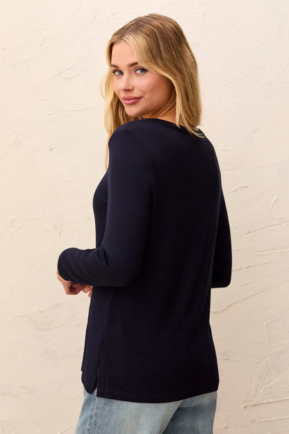 Soft French Terry Scoop Neck Long Sleeve Top. Style TR5895O-2422