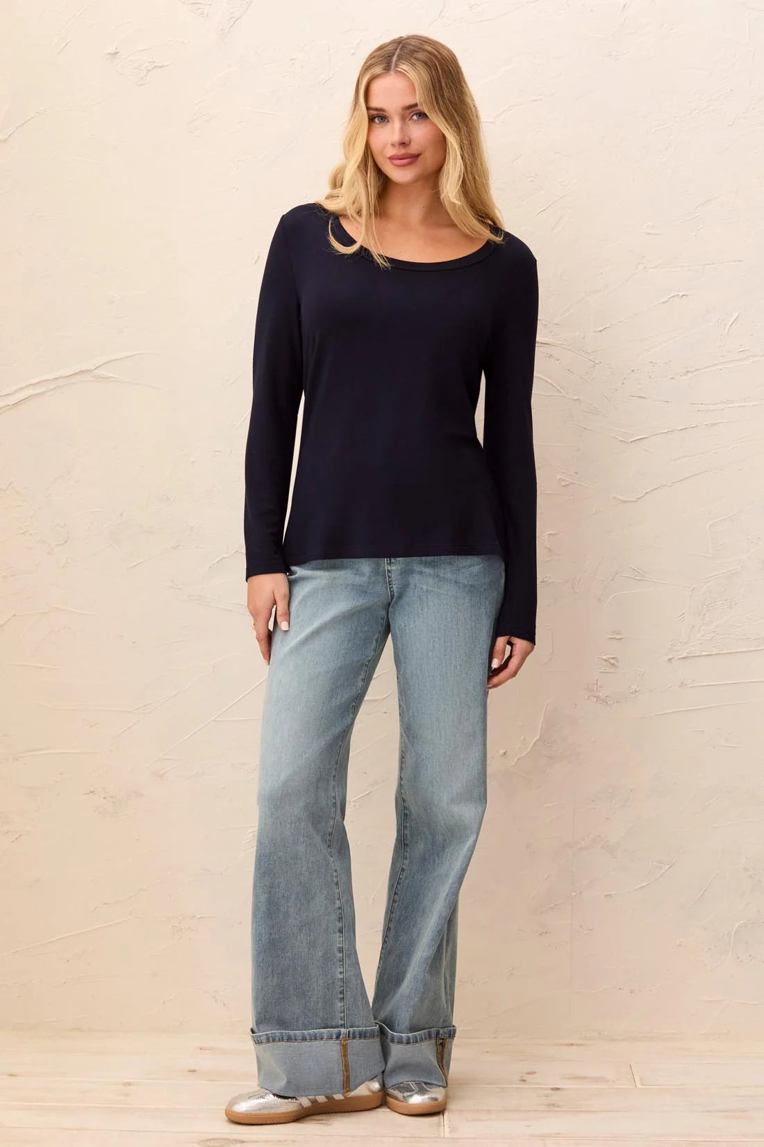Soft French Terry Scoop Neck Long Sleeve Top. Style TR5895O-2422