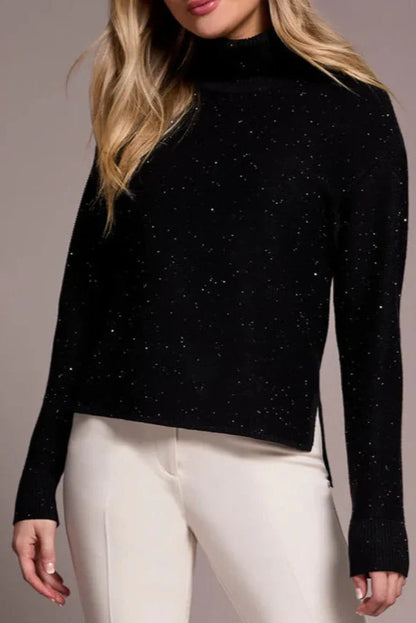 Hi-Lo Turtleneck Side Slits Sweater. Style TR5980O-5063