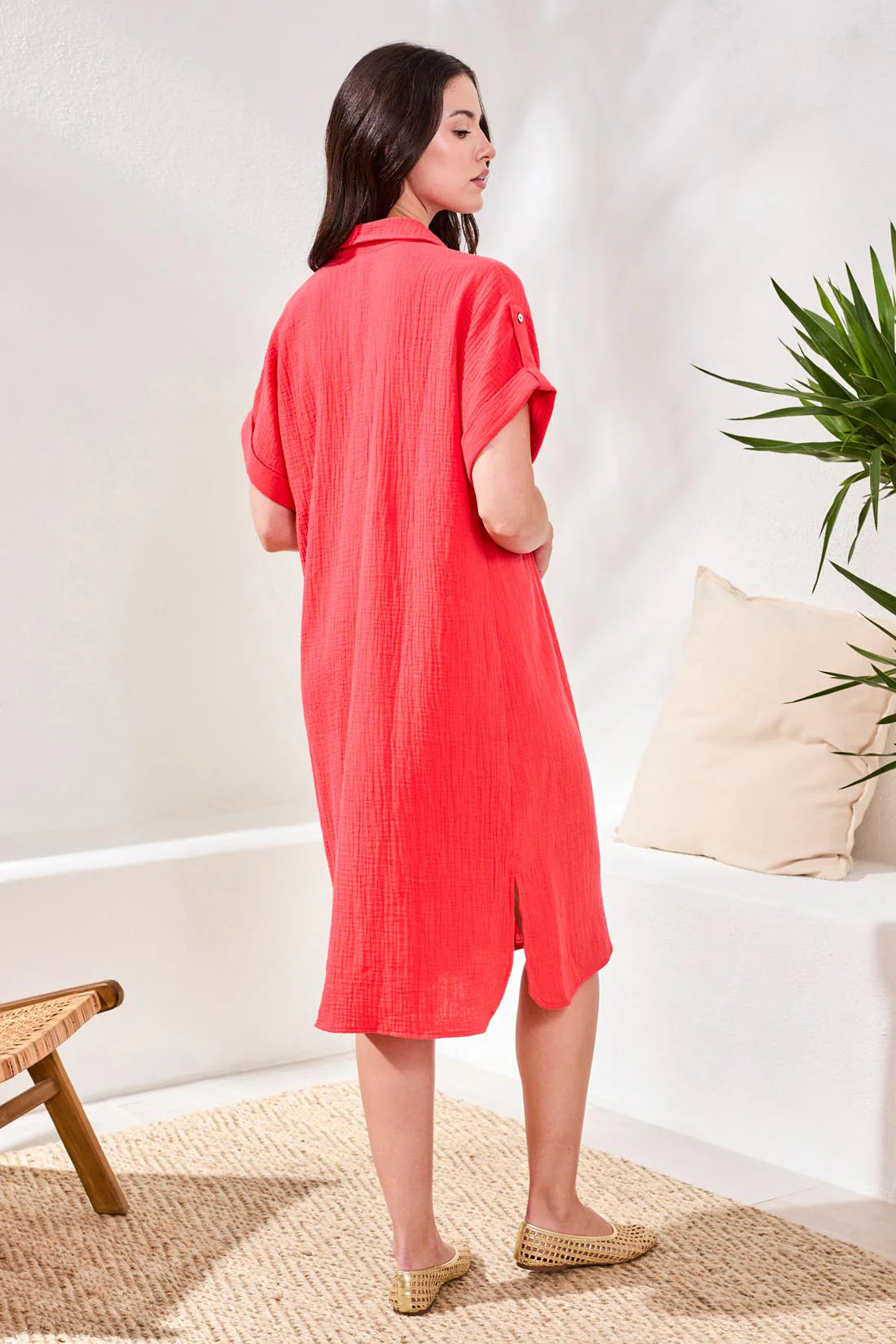 Crinkle Gauze Short Sleeve Empire Waist Midi Dress. Style TR6054O-4555 –  PackersFashion