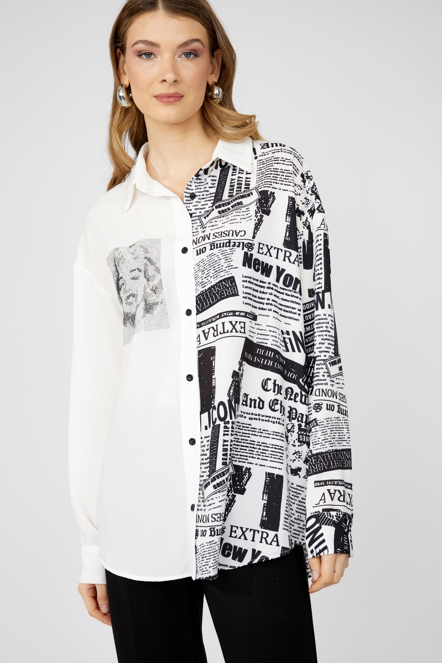 Buttoned Graphic Marilyn Monroe Print Shirt. Style FL251529