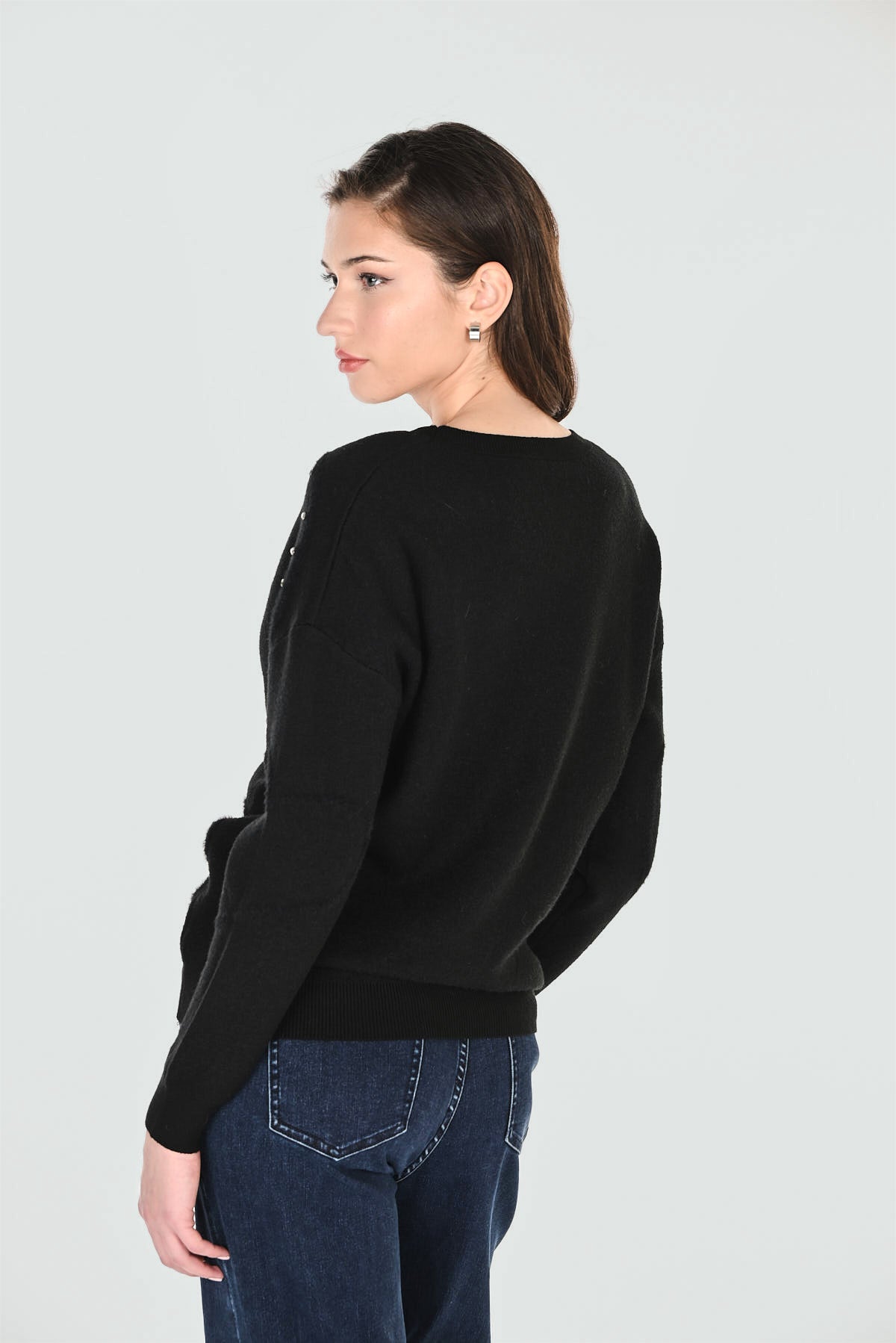 Crew Neck Jewel Hearts Pullover. Style FL263755