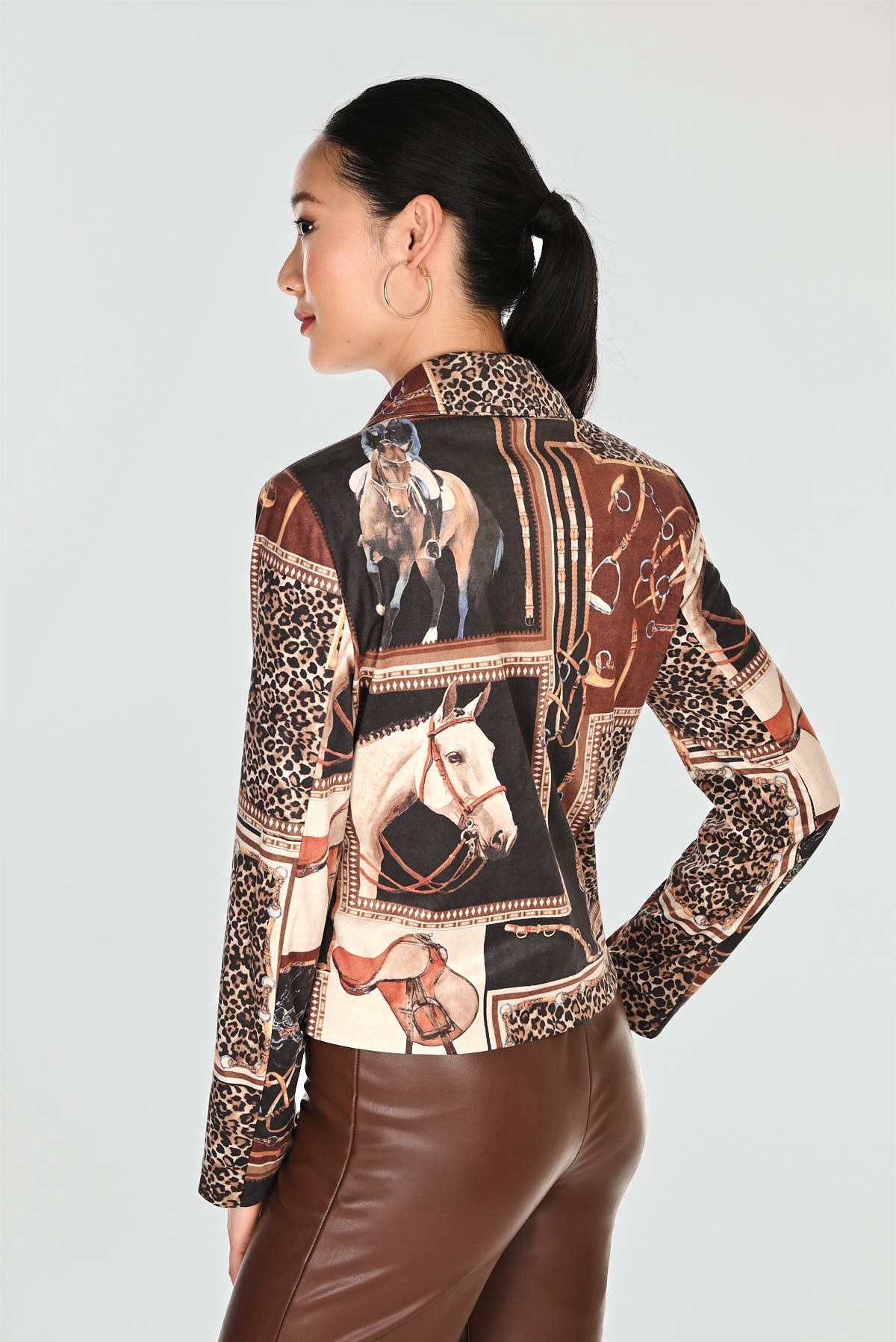 Animal Print Moto Style Cropped Jacket. Style FL263770