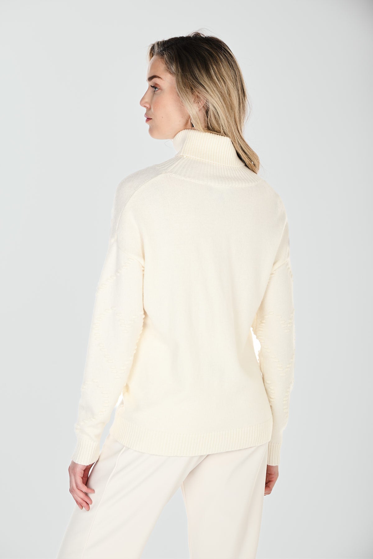 Turtleneck Raised Hearts Knit Sweater. Style FL264817