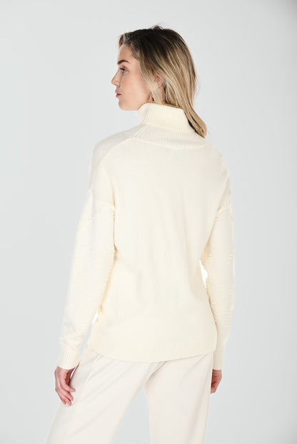 Turtleneck Raised Hearts Knit Sweater. Style FL264817