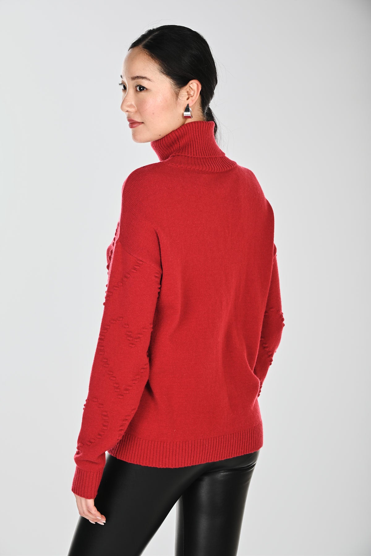 Turtleneck Raised Hearts Knit Sweater. Style FL264817