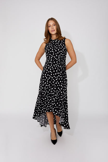 High-Neck Sleeveless Polka-Dot Dress. Style FL266100