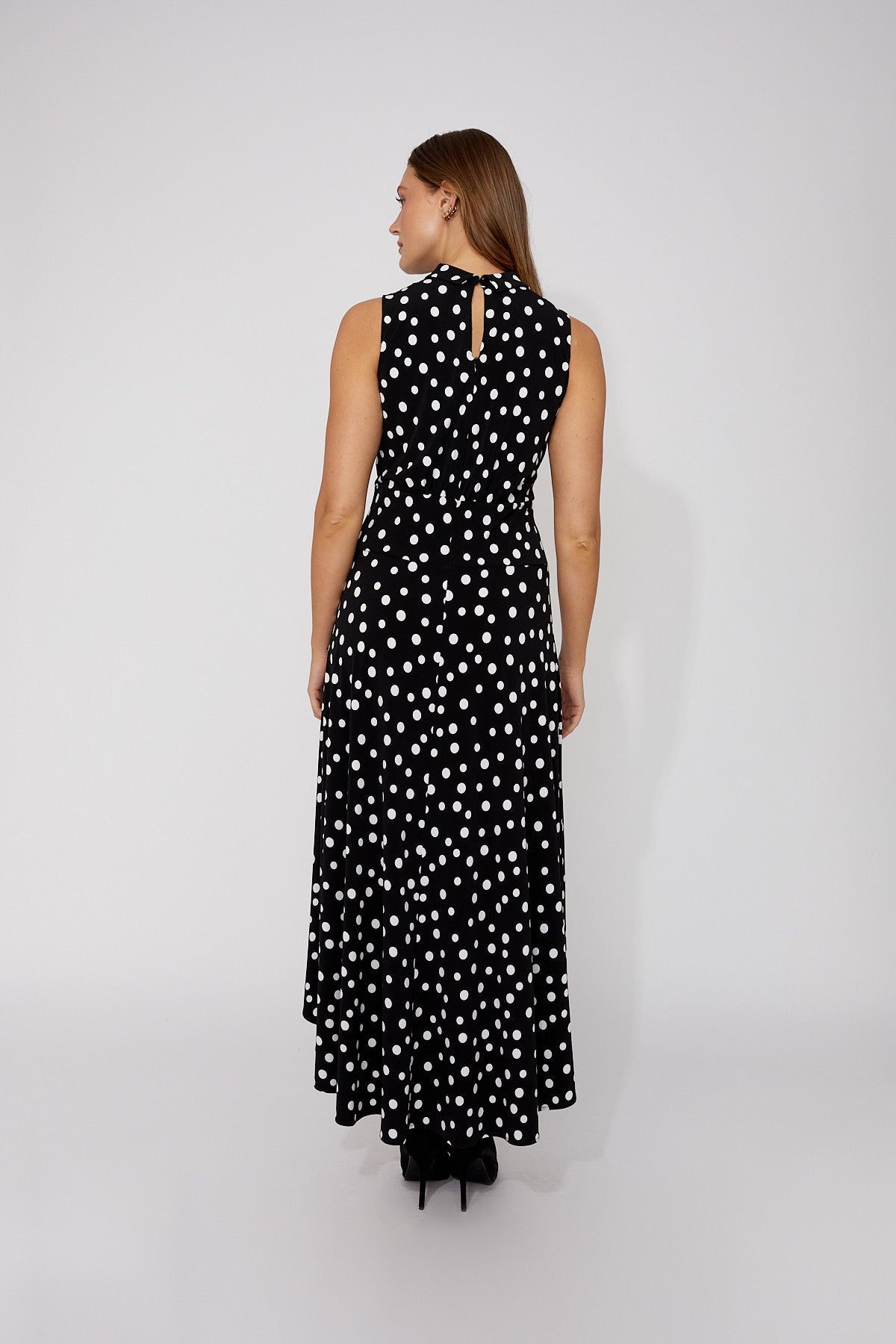 High-Neck Sleeveless Polka-Dot Dress. Style FL266100