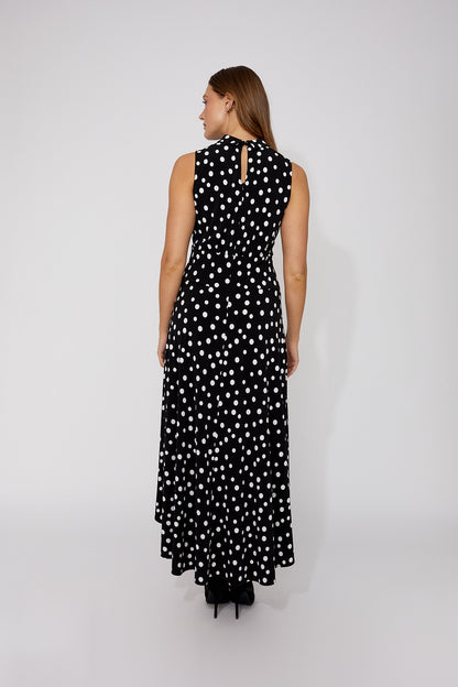 High-Neck Sleeveless Polka-Dot Dress. Style FL266100