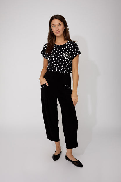 Polka Dot Rhinestone "Love" Heart Detail Top. Style FL266102