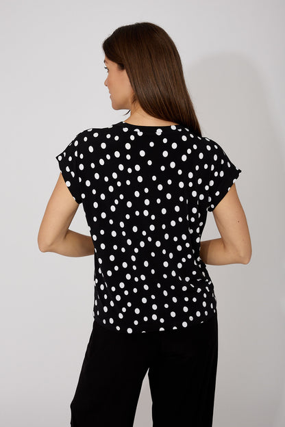 Polka Dot Rhinestone "Love" Heart Detail Top. Style FL266102