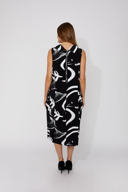 Abstract Print Sleeveless Midi Dress. Style FL266240