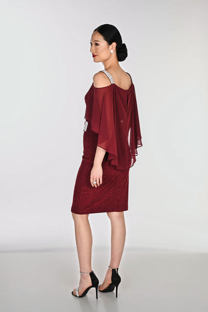 Off-Shoulder Rhinestone Straps Bodycon Midi Length Dress. Style FL269204