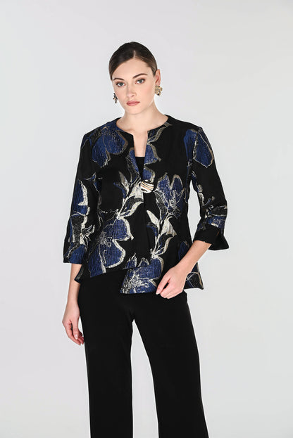 Floral Weave Swing Statement Button Jacket. Style FL269240
