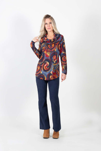 Cowl Neck Multicolour Printed Top. Style PE154-4534