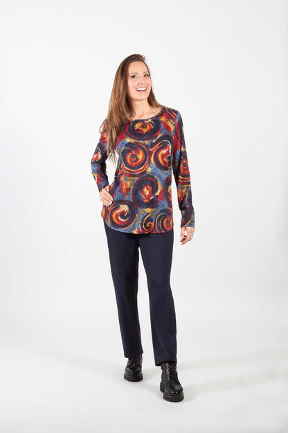 Swirl Print Long Sleeve Top. Style PE154-4719