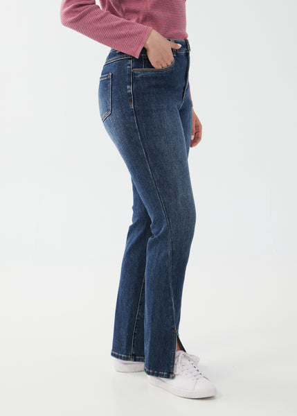 Suzanne Straight Leg Hem Slit Jean. Style FD6772835