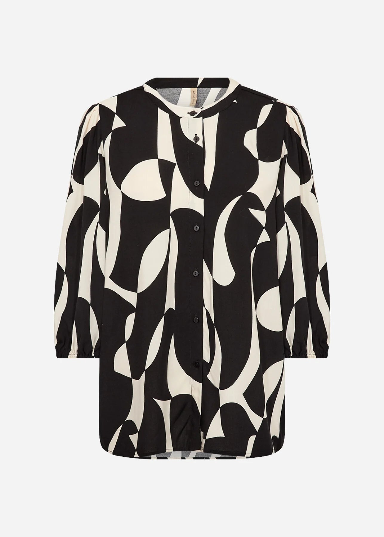 Abstract Print Button Front Elastic Cuffs Top. Style SOYA41612