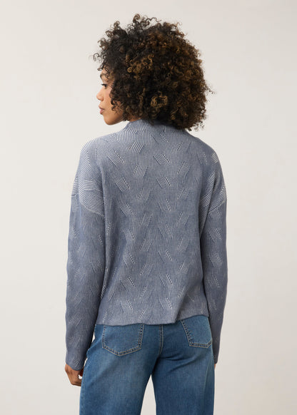 Long Sleeve Funnel Neck Textured Fabric Sweater. Style FD1048314