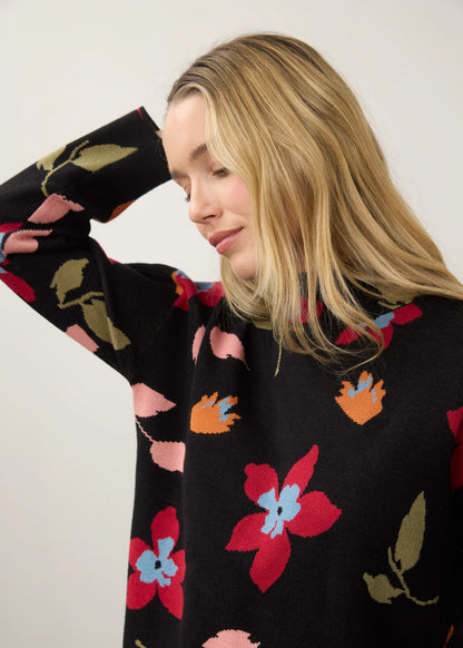 Mock Neck Long Sleeve Printed Sweater. Style FD1301535