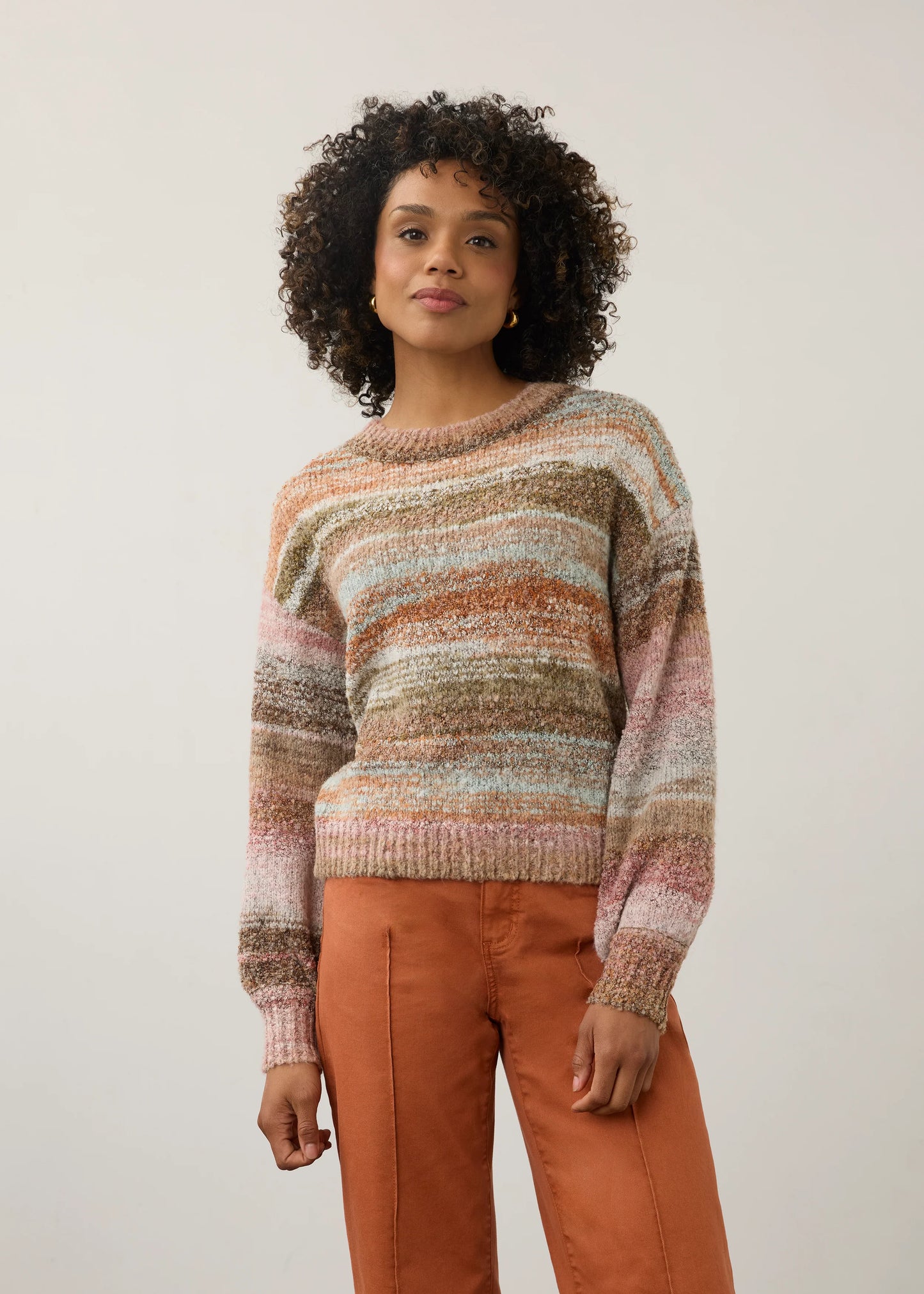Boat Neck Boucle "Space Dye" Sweater. Style FD1285891