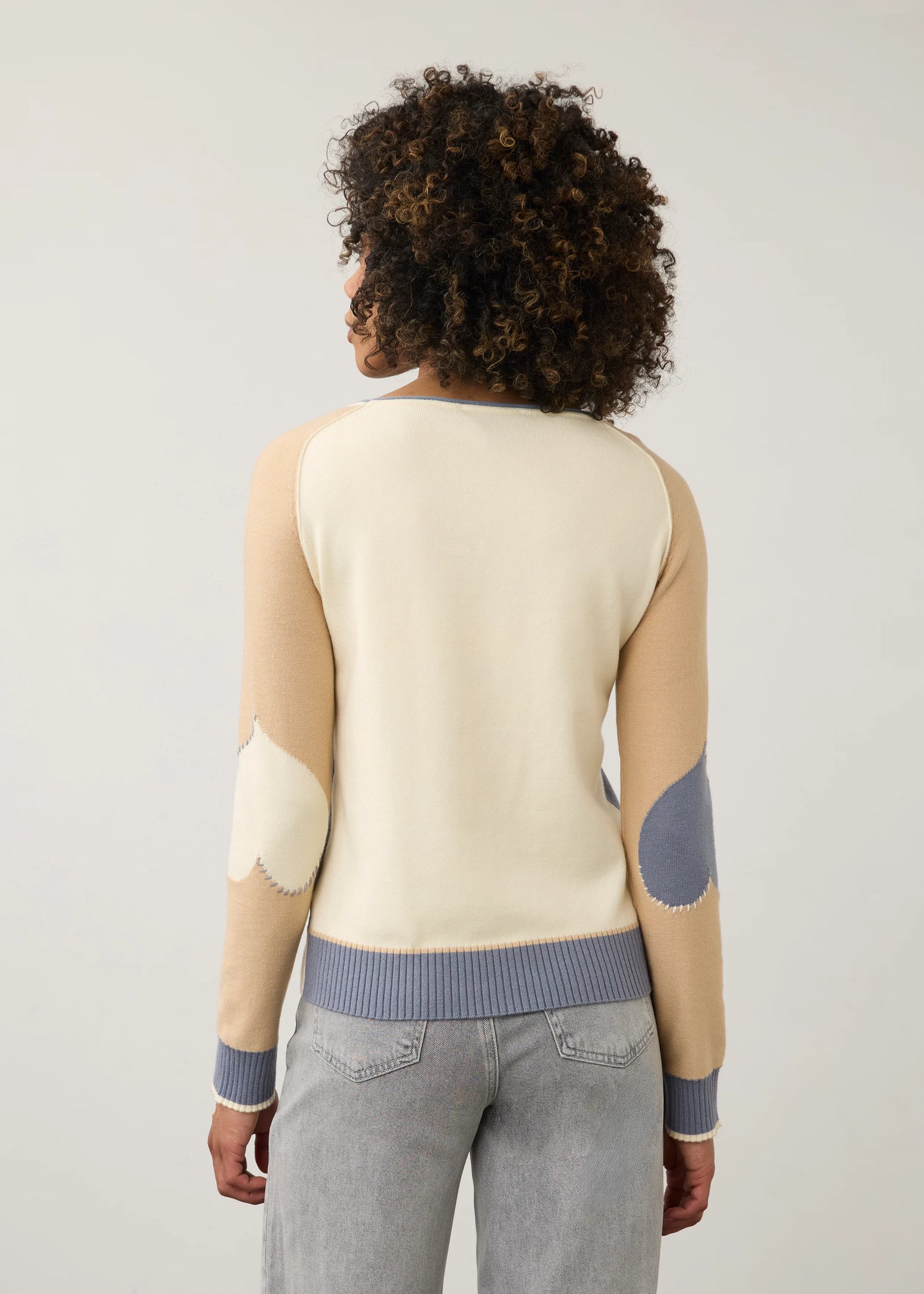 Long Sleeve Boatneck Colour Block Sweater. Style FD1938203