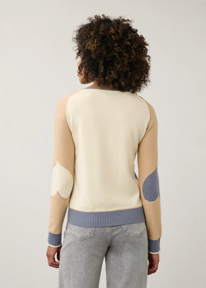 Long Sleeve Boatneck Colour Block Sweater. Style FD1938203