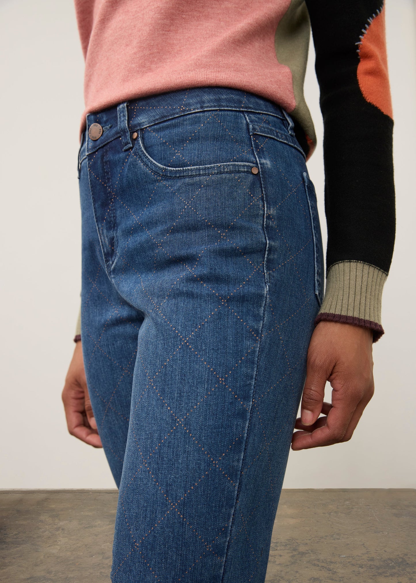 Olivia Bootcut Diamond Print Denim Jean. Style FD2466779