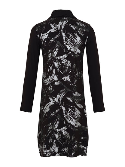 Black & Silver Abstract Brush Stroke Dress. Style DOLC73144