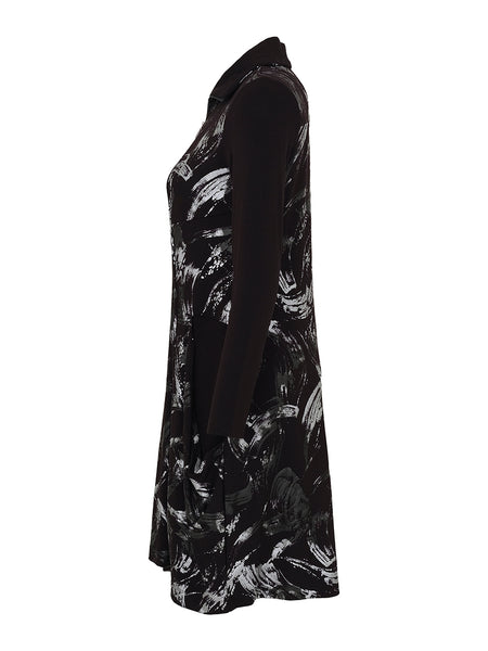 Black & Silver Abstract Brush Stroke Dress. Style DOLC73144