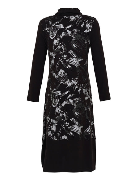 Cowl Neck Printed Hooded Dress. Style DOLC73145
