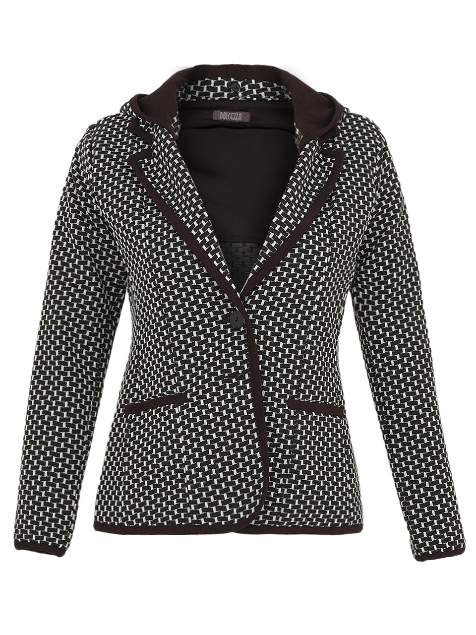 Hooded Textured Woven Blazer. Style DOLC74175