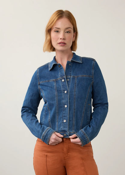 Button Front Long Sleeve Basic Denim Jacket. Style FD1312799
