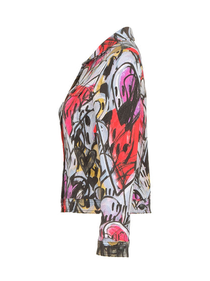 "Watermelon Heart" Artist Print Button Front Jacket. Style DOLC74611