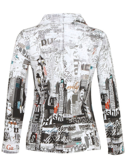 "City Life" Artist Print Zip Up Jacket. Style DOLC74677