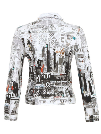 "City Life" Artist Print Moto Jacket. Style DOLC74678