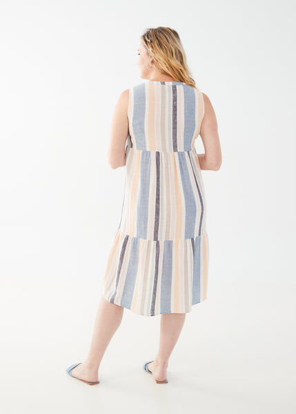 Sleeveless Tiered Linen Blend Midi Dress. Style FD7474995