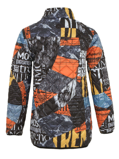 "Newspaper" Artist Print Quilted Outerwear. Style DOLC74831