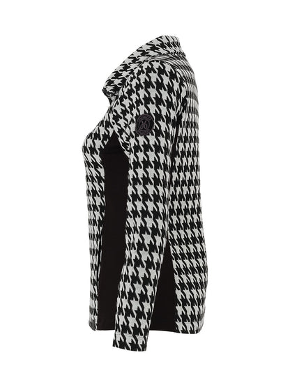 Zip Front Houndstooth Collared Jacket. Style DOLC75103