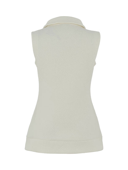 Zip Front Cream Colour Textured Vest. Style DOLC75193