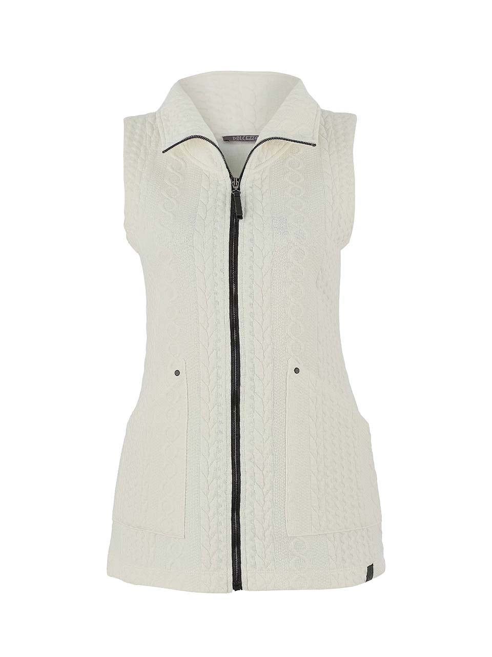 Cable Knit Collared Vest. Style DOLC75214