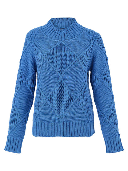 Bright Colour Knitted Mock Neck Sweater. Style DOLC75306
