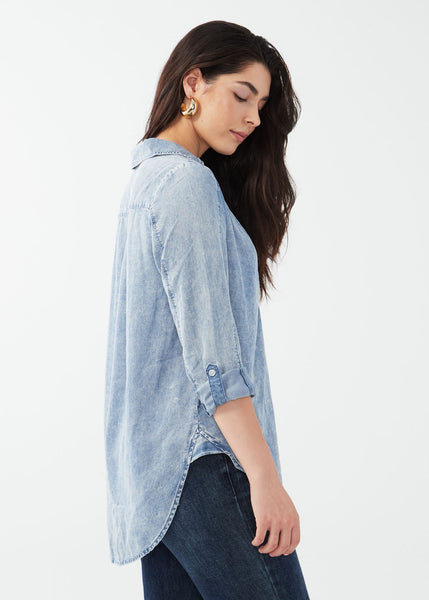 Roll Up Sleeve Popover Blouse. Style FD7540846