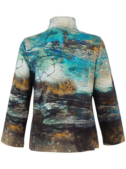 "Life's Too Short" Artist Print Button Front Jacket. Style DOLC75606