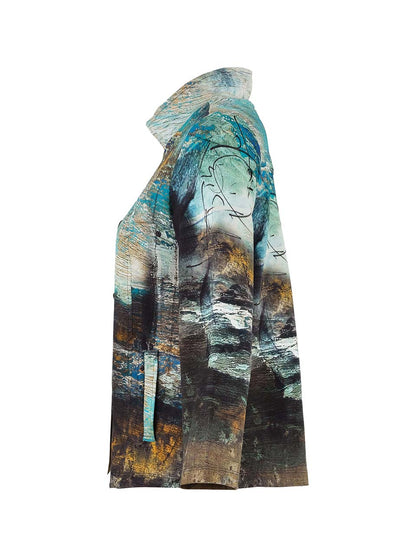 "Life's Too Short" Artist Print Button Front Jacket. Style DOLC75606
