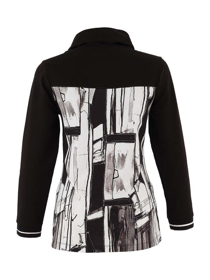 "Baisti" Artist Print Cowl Neck Long Sleeve Top. Style DOLC75633