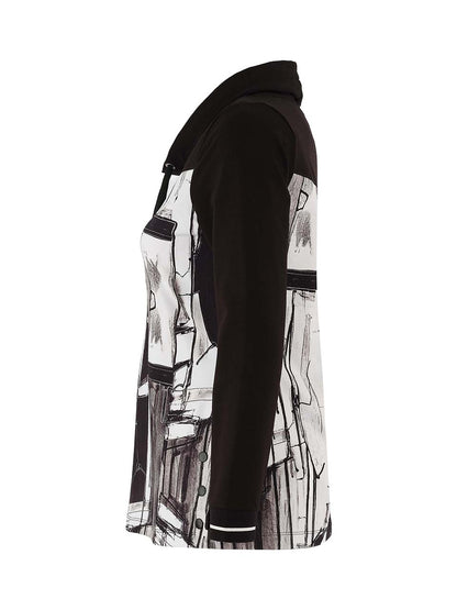 "Baisti" Artist Print Cowl Neck Long Sleeve Top. Style DOLC75633
