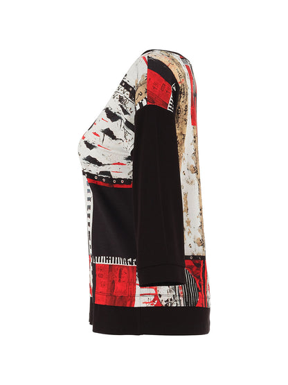 "Bookworm" Artist Print Drop Shoulder Half Sleeve Top. Style DOLC75642